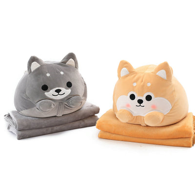 Cute Dog plush Toy Shiba Inu Shape Stuffed Pillow Animal 2 In 1 Cushion With Blanket Birthday Gift Baby Kids Toy D5Z