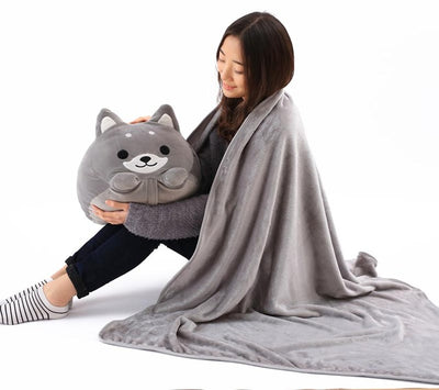 Cute Dog plush Toy Shiba Inu Shape Stuffed Pillow Animal 2 In 1 Cushion With Blanket Birthday Gift Baby Kids Toy D5Z